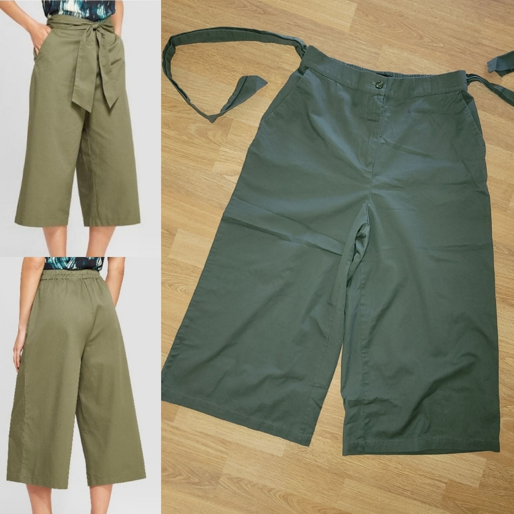 Mossimo green wide leg crop pants medium